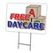 Signmission Free Daycare Yard Sign & Stake outdoor plastic coroplast window, C-1824 Free Daycare C-1824 Free Daycare - alternate 1